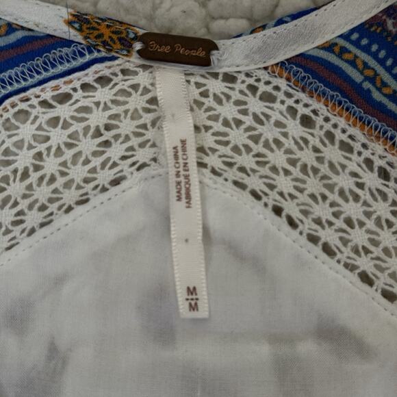 Free People Rain Shine Printed Lace-Up Dress Tunic Women’s Medium Boho Oversized - Picture 3 of 6